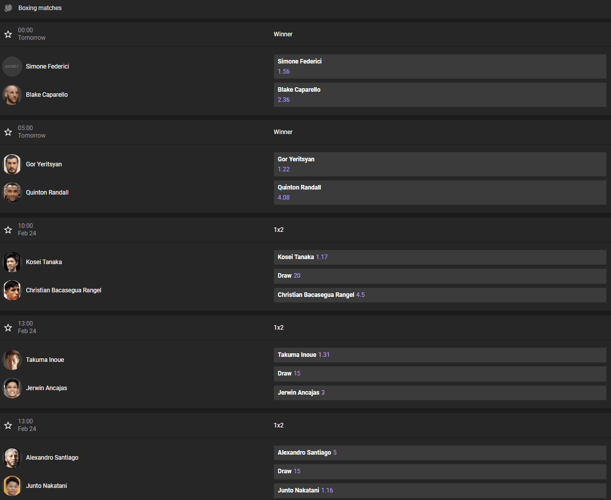 GGBet Bets for Boxing