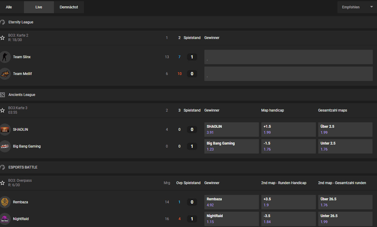 GGBet CSGO Live Wetten